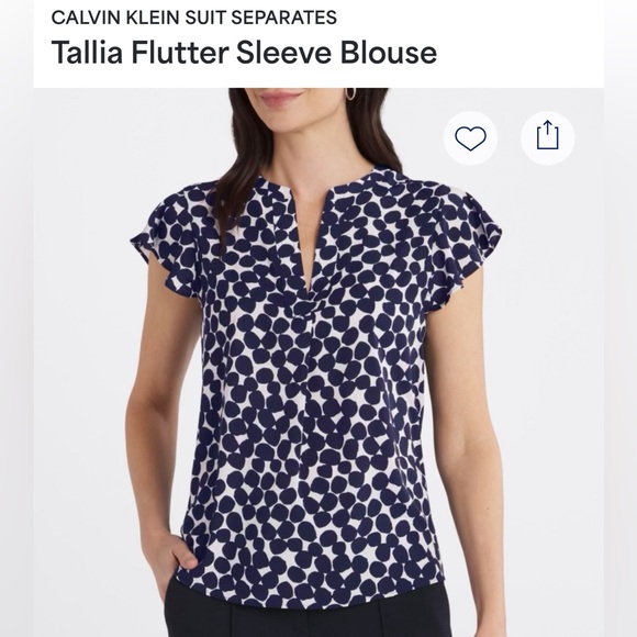 Calvin Klein Tallia Flutter Sleeve Blouse, Size Large - Picture 2 of 7